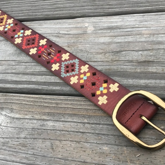 Fossil Women Belt Brown Genuine Leather Waistband - Picture 3 of 8